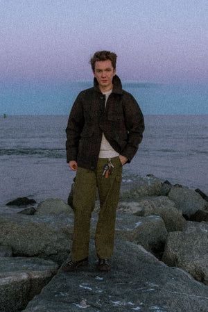 Man modeling the Iron Snail Mammoth jacket.